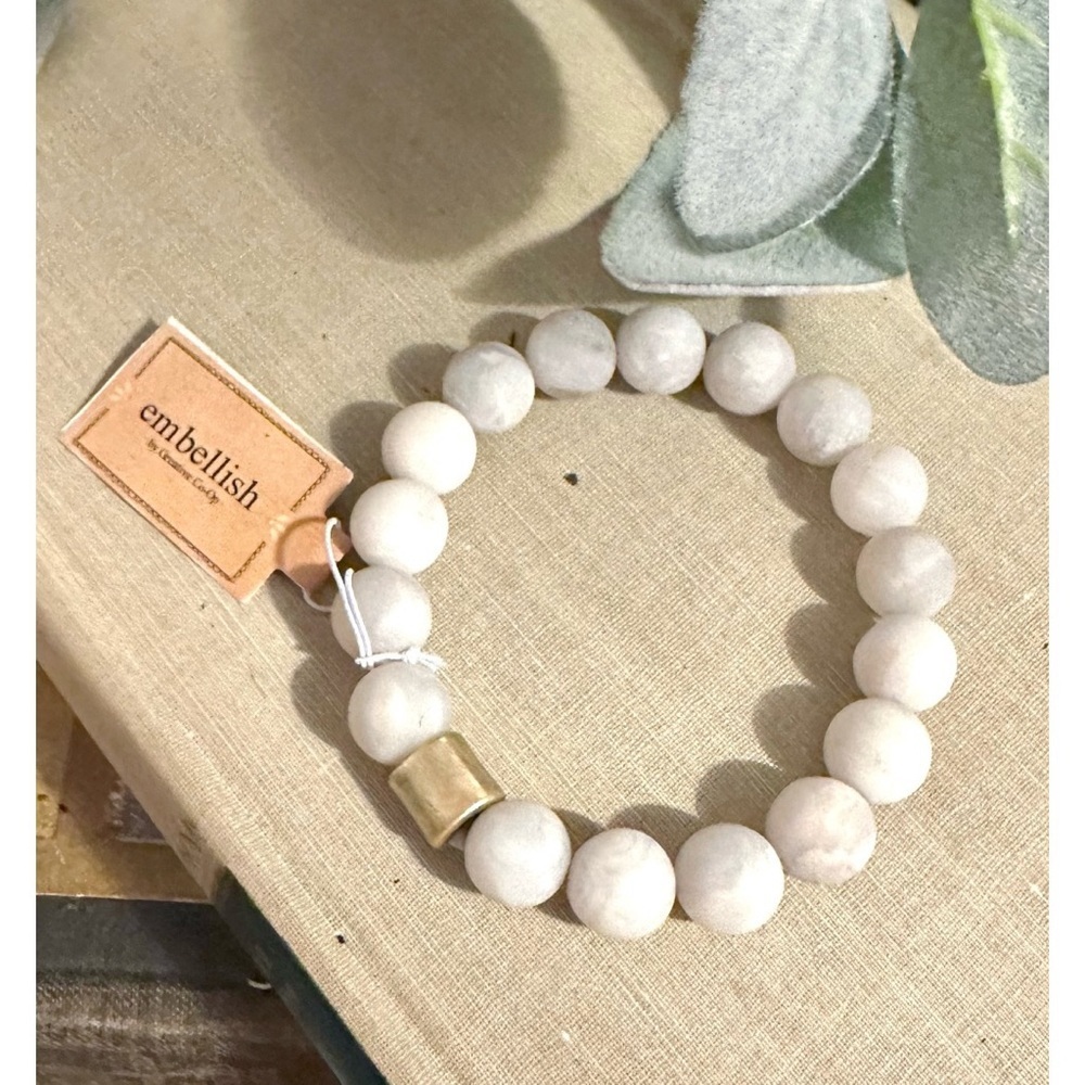 Embellish white natural stone stretch bracelet
